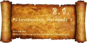 Milovanovics Valdemár névjegykártya